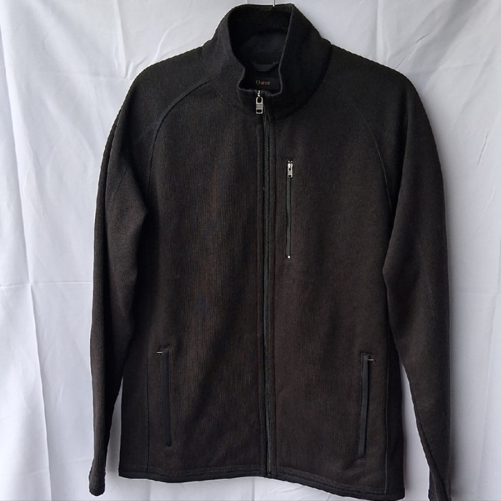 Quince Sweater Knit Fleece Full Zip Jacket Black M
